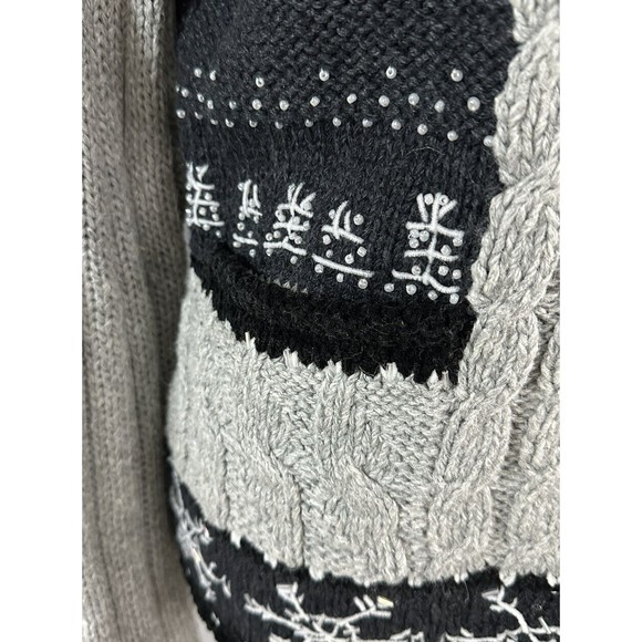 Liz Claiborne Full Zip Cardigan Cable Knit Sweater Snowflake Women's M Cardigan - Picture 2 of 8